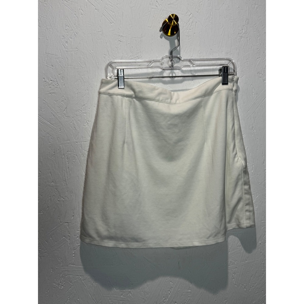h:ours Milla Skirt Ivory White Black Piping Snap Button Wrap Mini Skirt Large - Picture 4 of 5